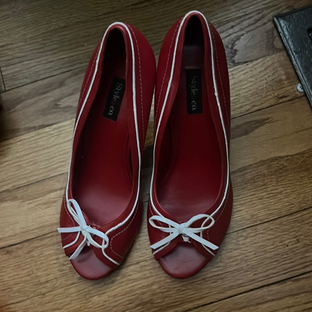 Red coquette bow heels cute elegant sexy